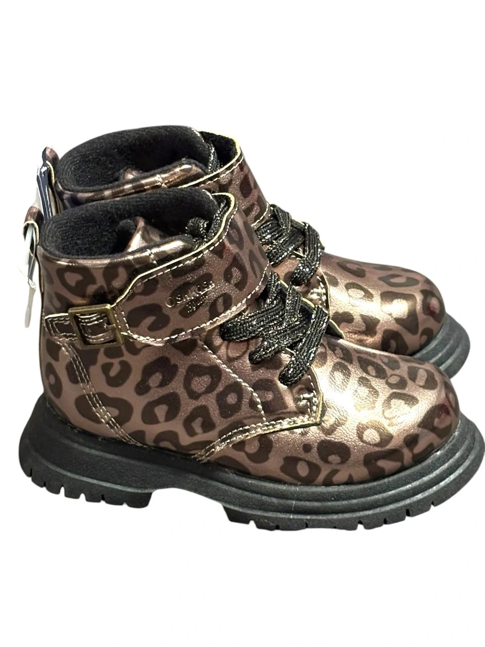 NWT•OshKosh B'gosh Toddler Girl Metallic Leopard Print Boots Size 8 or 9